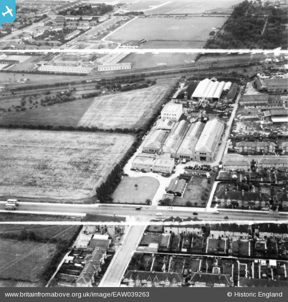 1951 South Ruislip site, prior to Express Dairy - The Air Control Installation Works, facing 63° (Courtesy Mark Amies, from Britain From Above, https://www.britainfromabove.org.uk/image/EAW039263