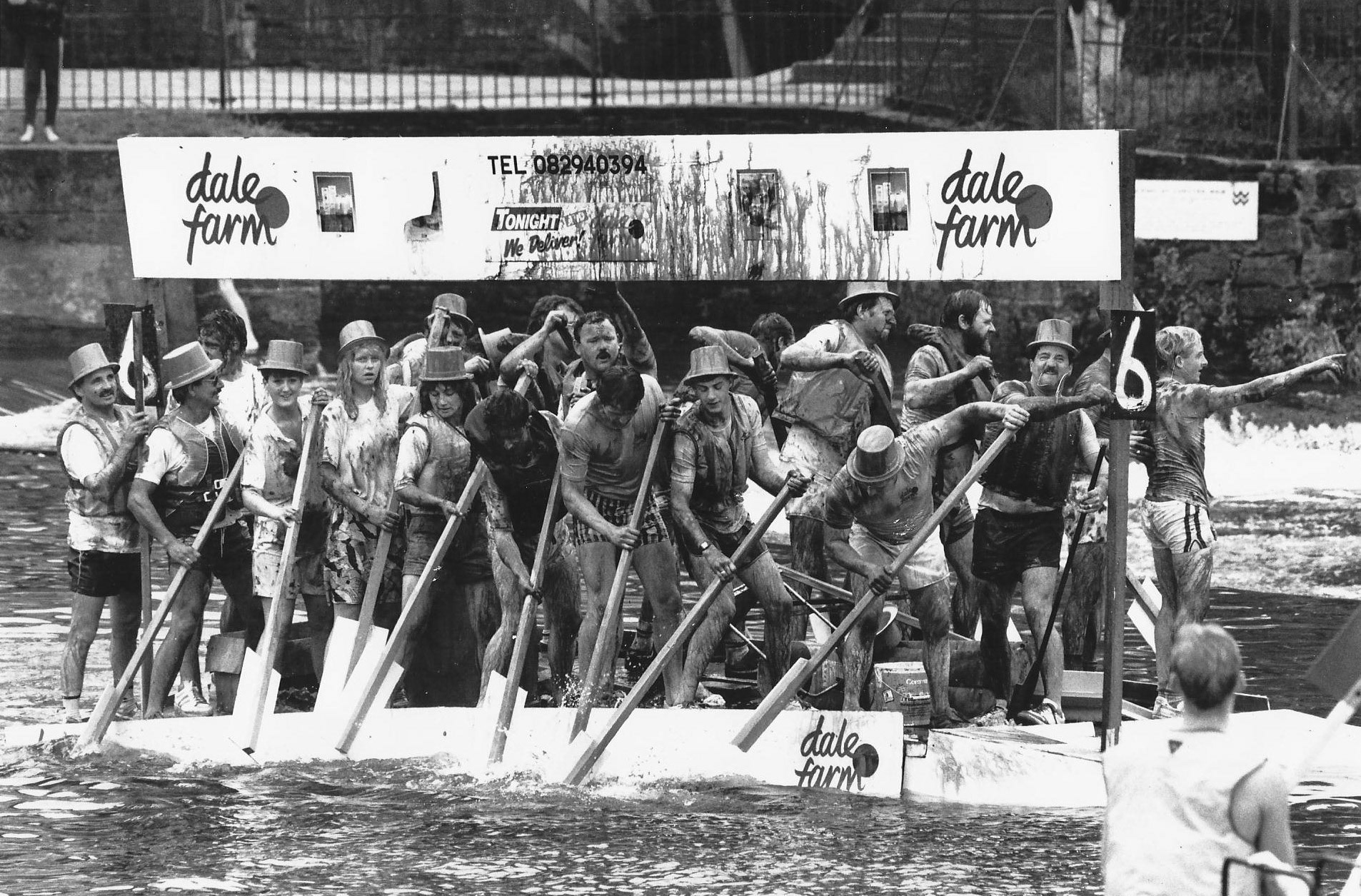 1988 Tarvin annual raft race on the Dee (Courtesy Denis Cafferty)