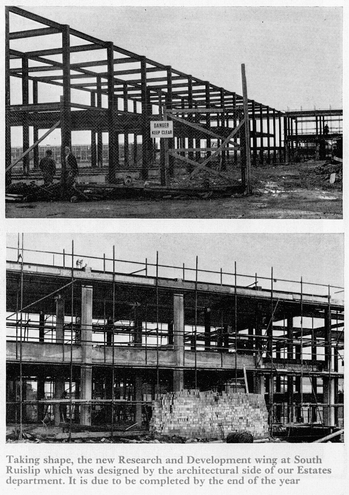 1971 New Research and Development wing being erected at South Ruislip