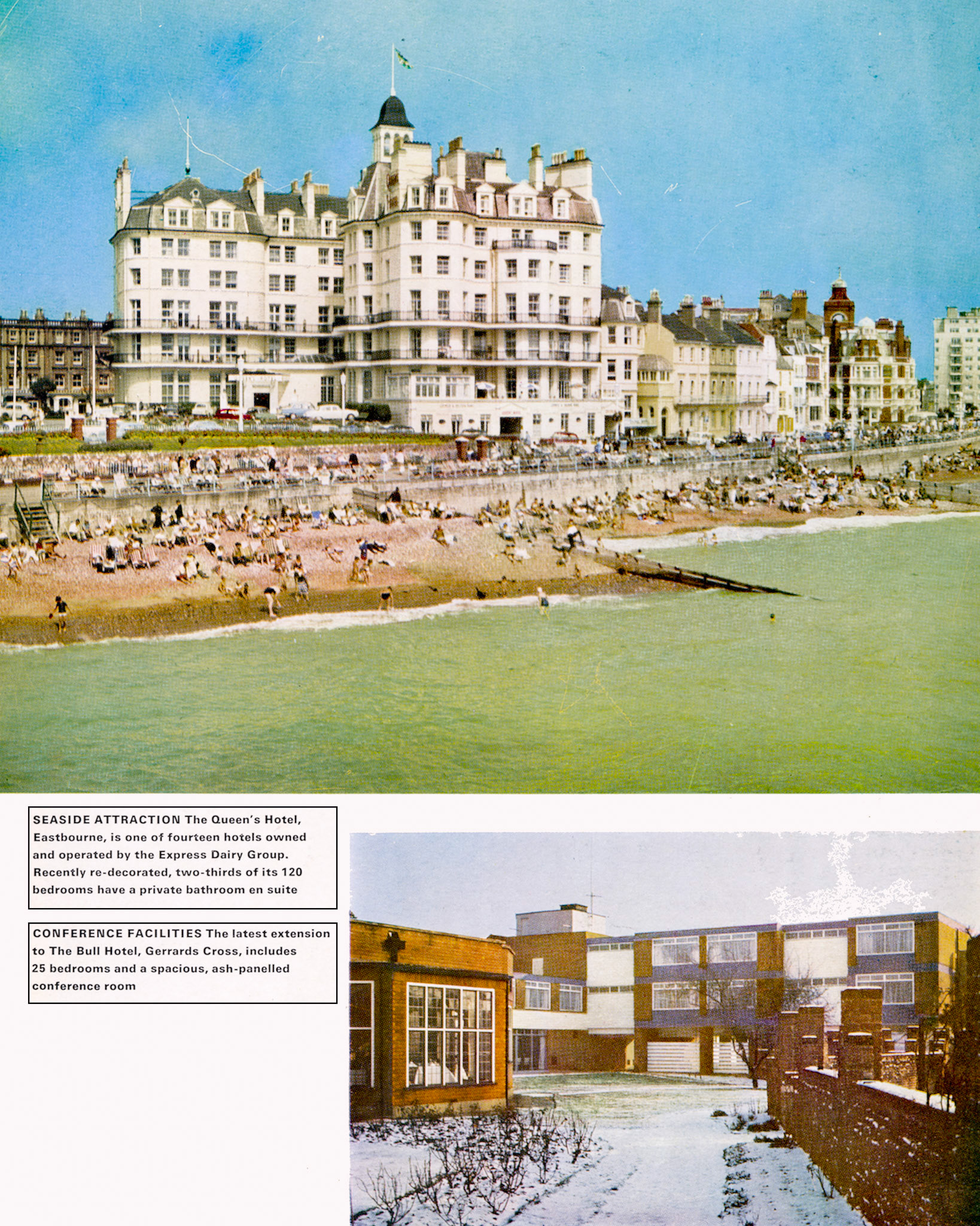 1966 Queen's Hotel Eastbourne and The Bull Hotel, Gerrards Cross. (Express in 1966 Brochure, courtesy Paul Luke)