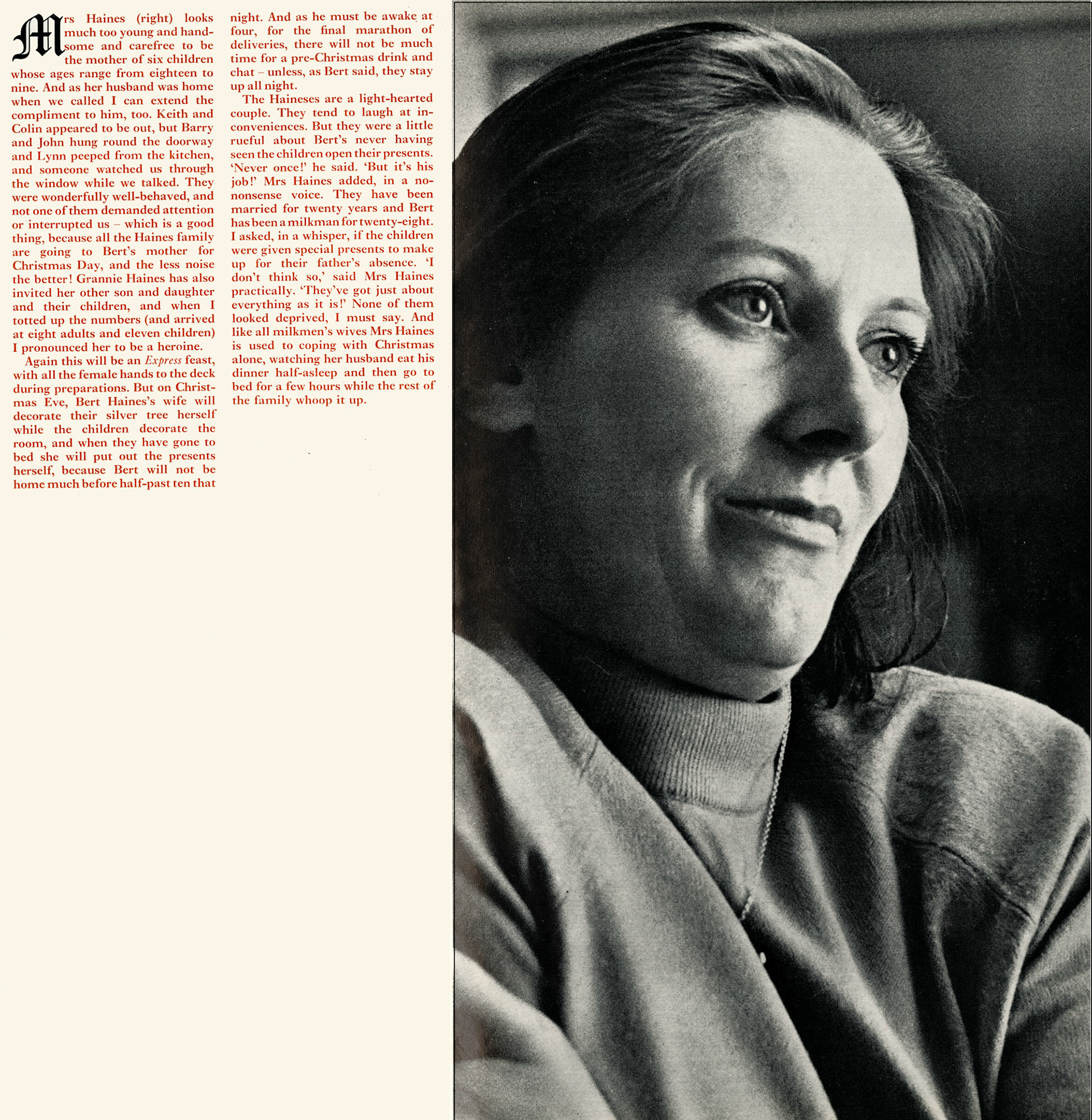 1969 Orpington milkman Bert Haines works on Christmas Day, so Express News interviewed his wife to find out what that means to the family. (Express News Christmas)