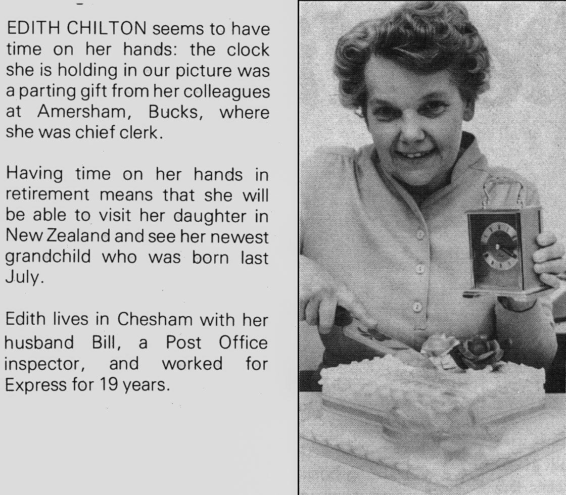 1982 Amersham Chief Clerk Edith Chilton retires after 19 years. (Express News Summer)