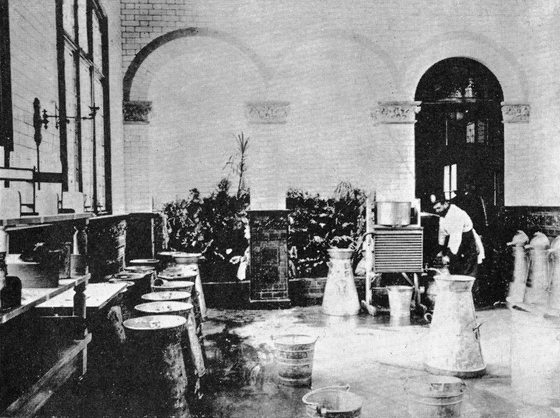 1890's Montpelier Vale, Blackheath's dairy with cooling plant, with shop front outside. (From Express Story 1864 - 1964)