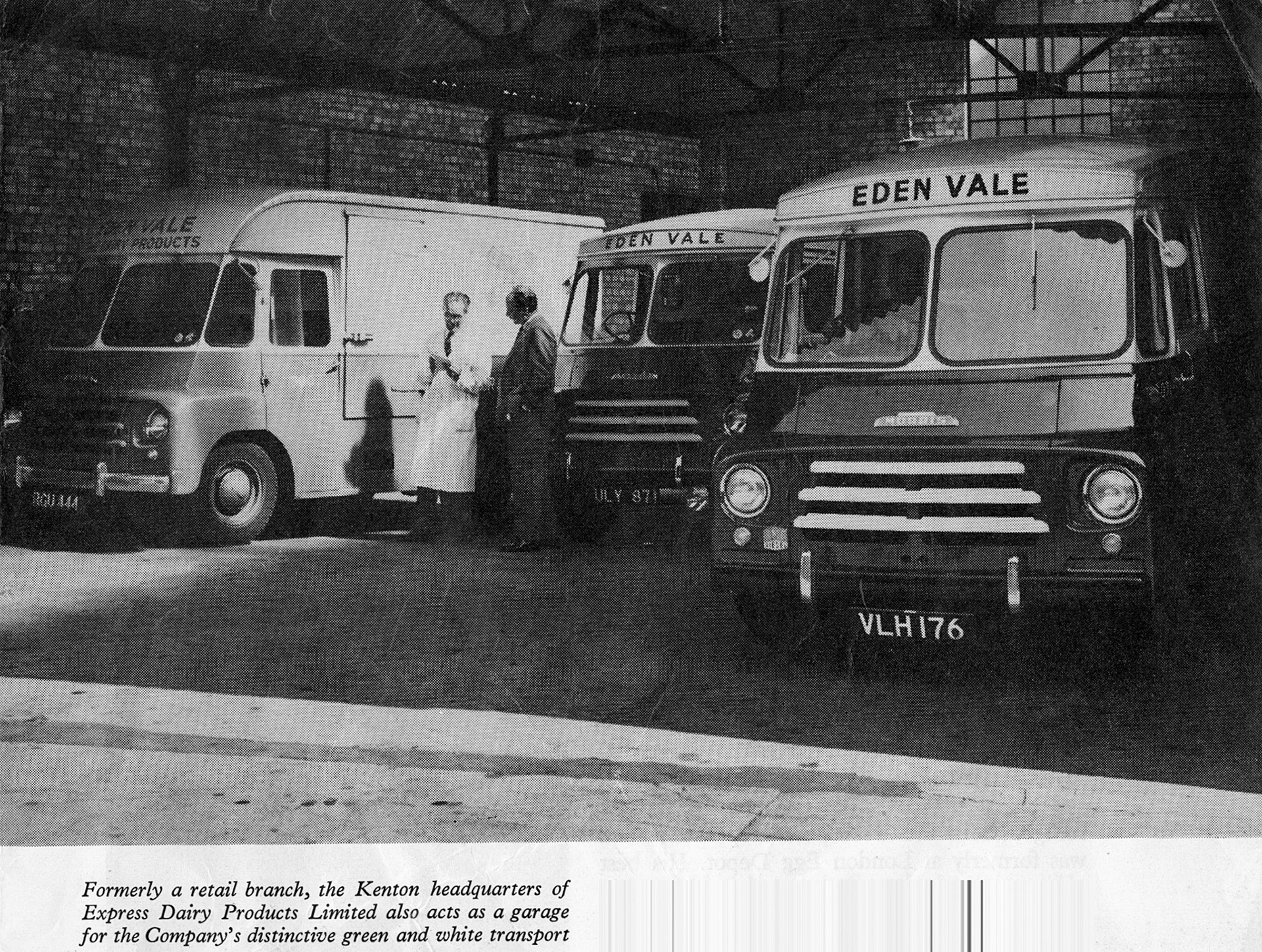 1958 Green and White Eden Vale vehicles at the new Kenton depot and headquarters