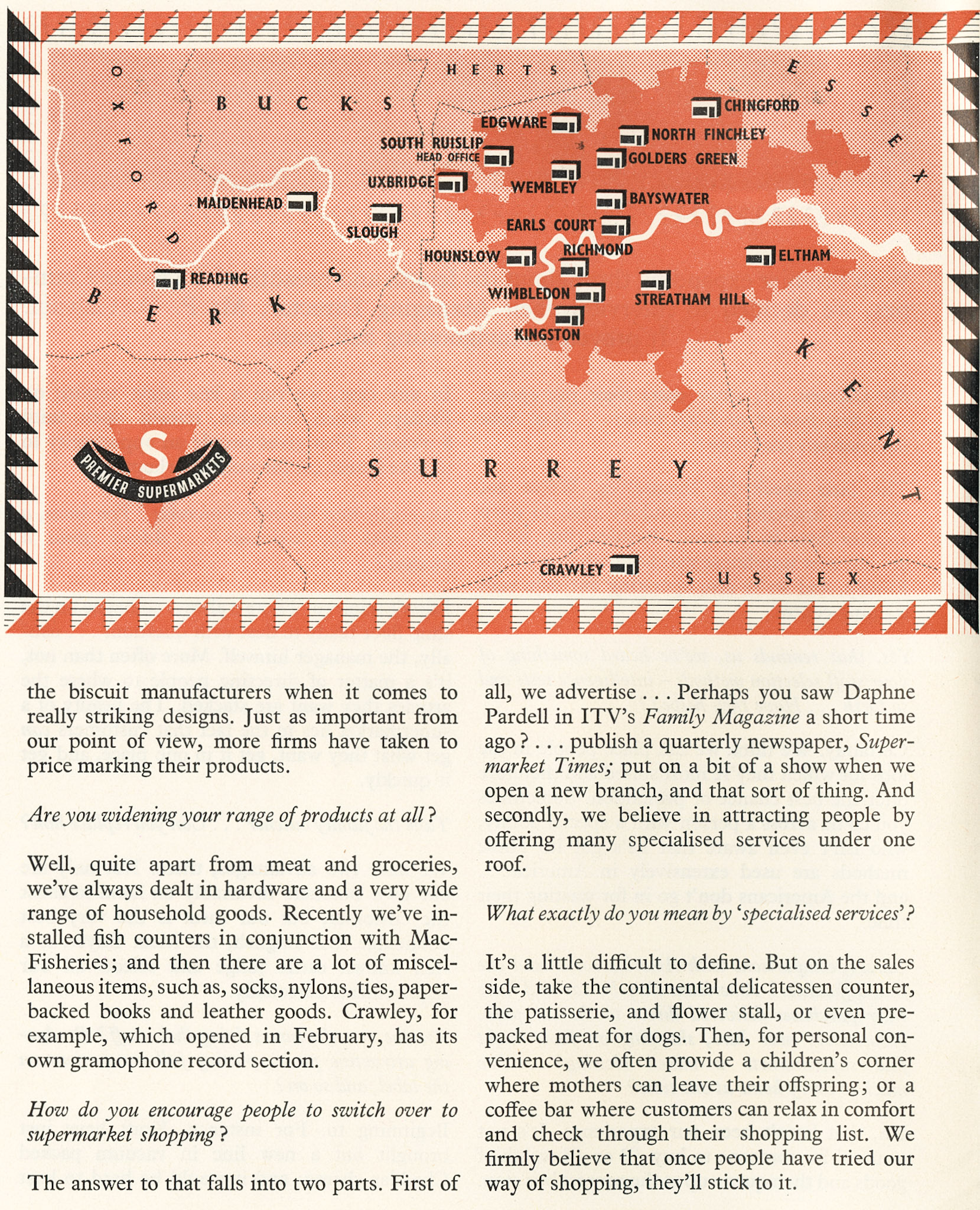 1958 Shops Director PD Galvani explains supermarket expansion plans