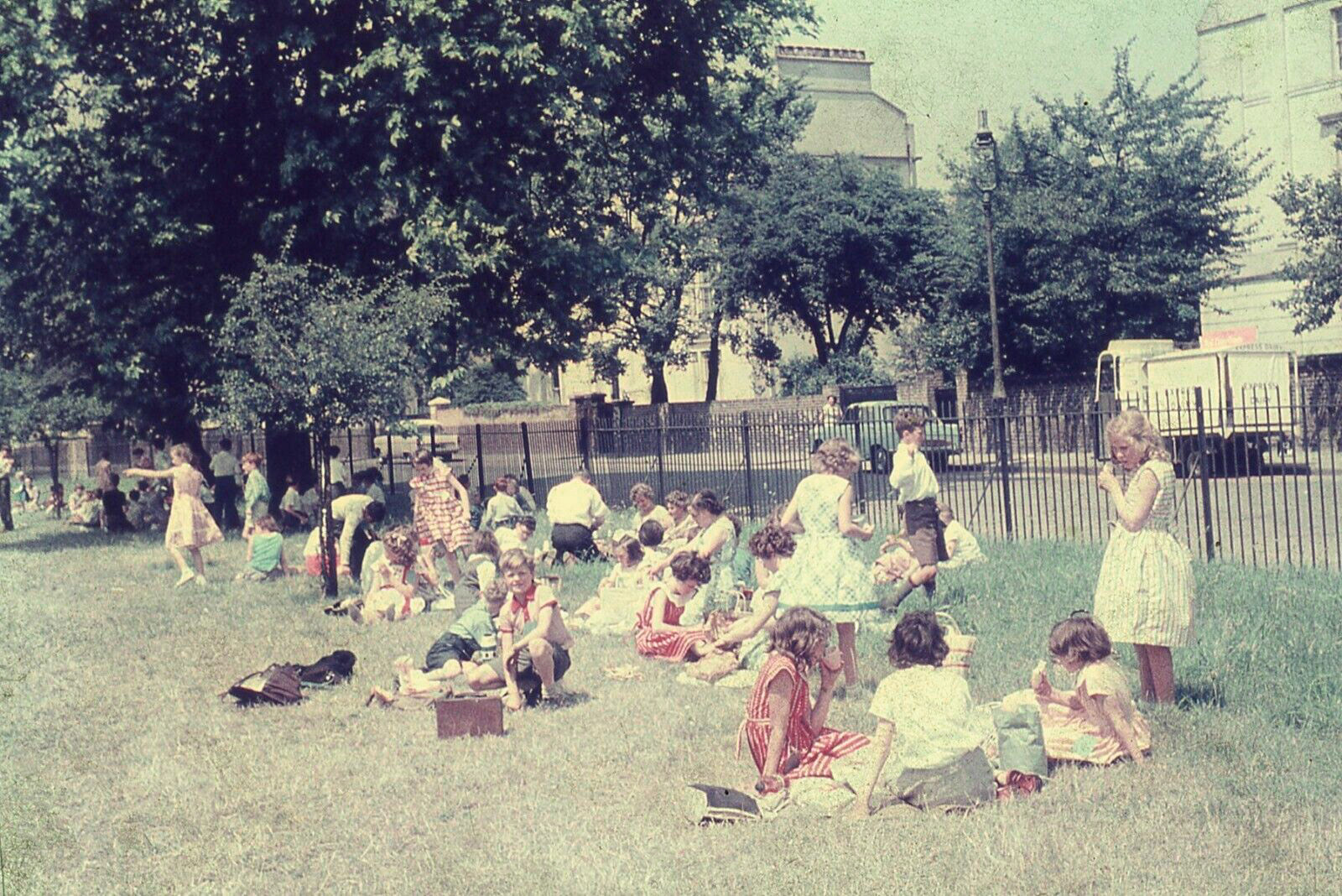 1950's "Children at Lunch Break at a London Park"  (Ebay)