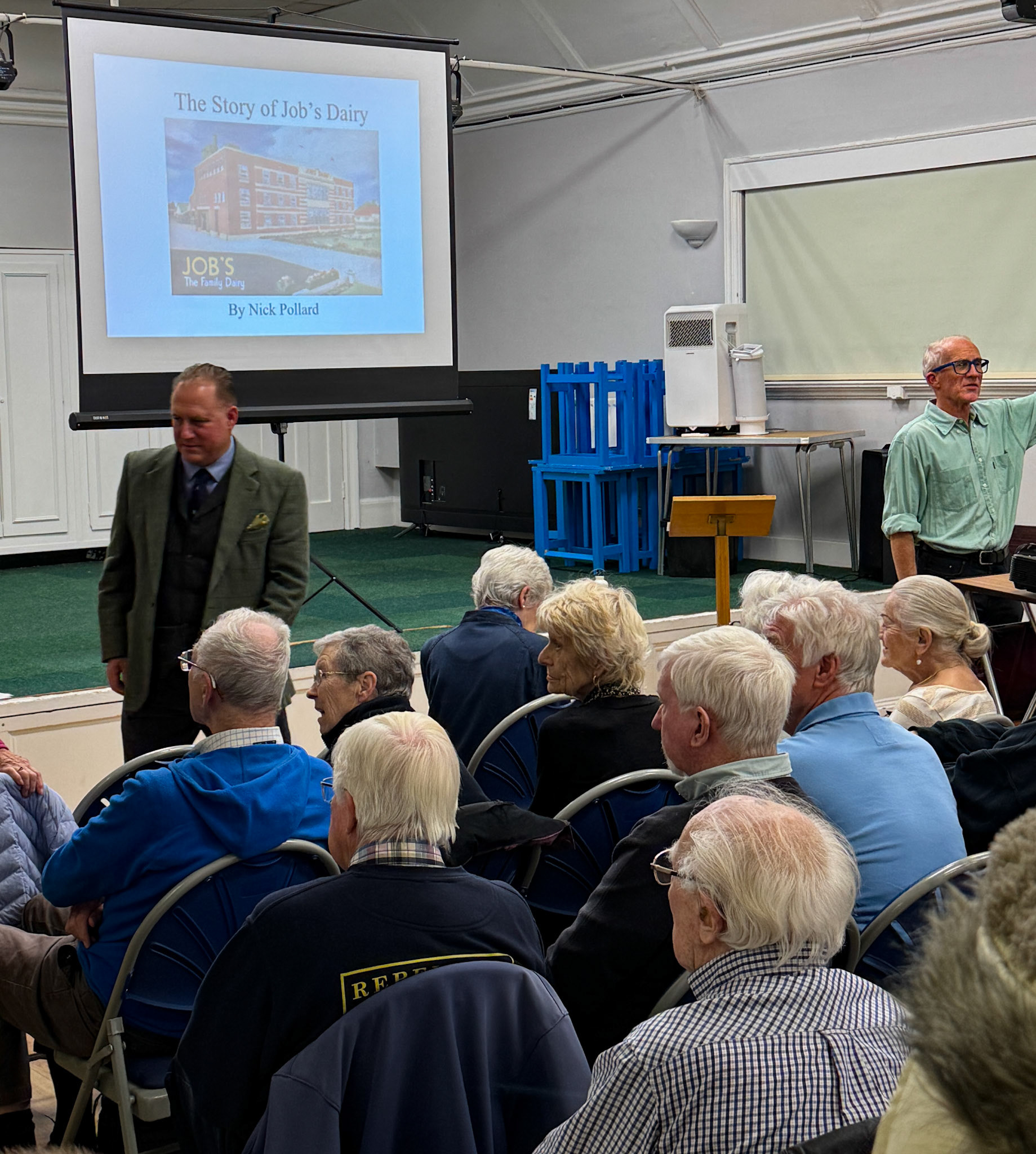 2025 Fascinating talk about the history of Job's Dairy presented by Nick Pollard, of the Sunbury and Shepperton Local History Society, with many ex-Job's employees and family members present.