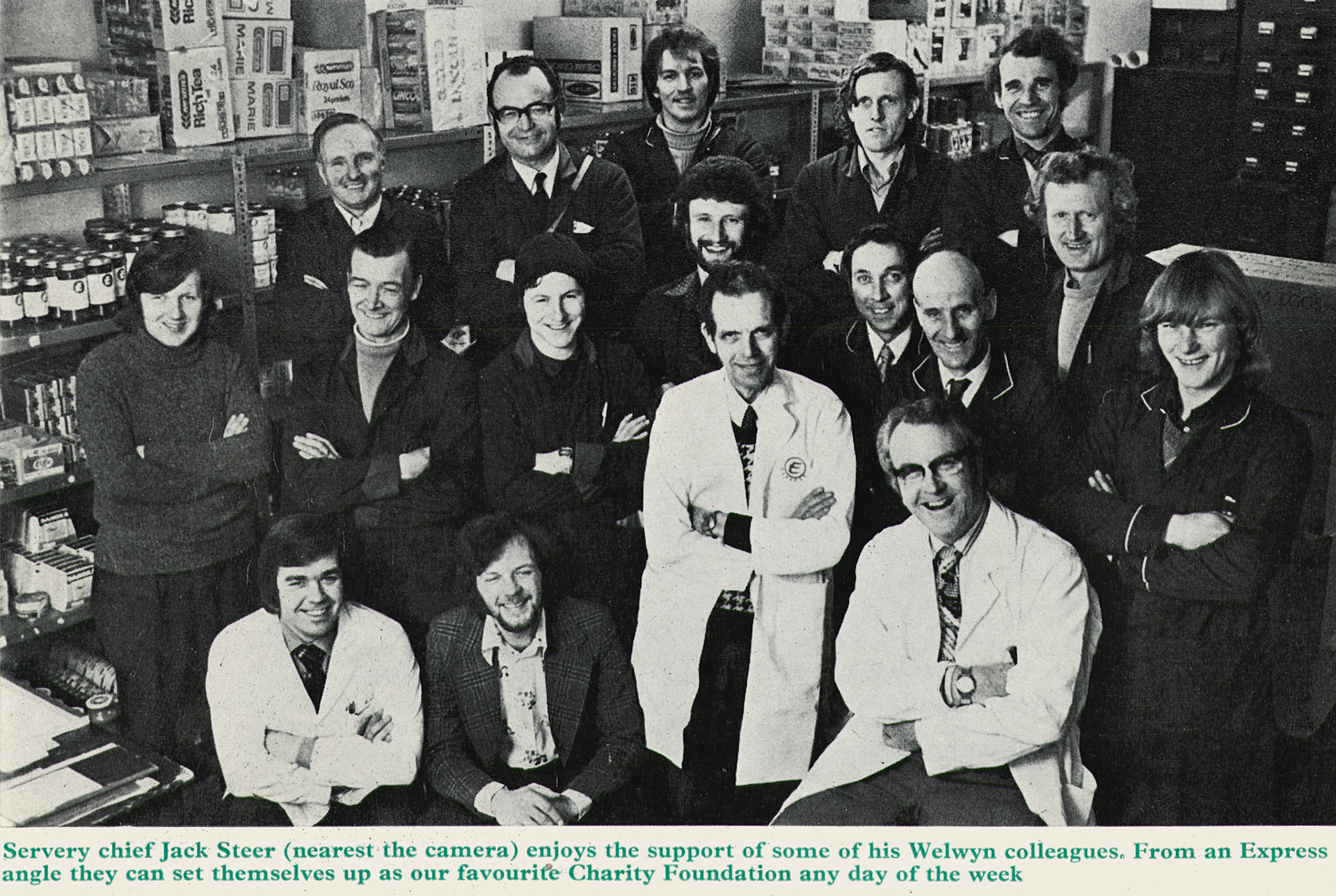 1976 Welwyn Servery Chief Jack Steer with colleagues, helping for charity. (Express News Summer)