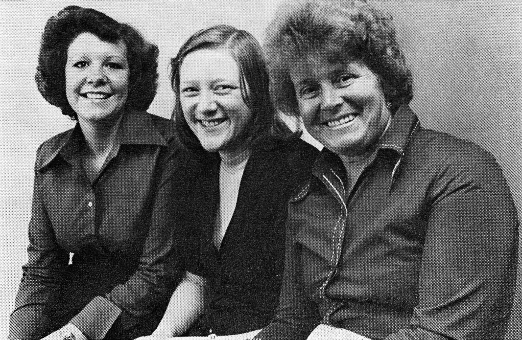 1976 General Office Staff, L-R: Receptionist Christine Spence, Mary Chadwick and Mrs Irene Wild. Diane Allen comments "Quite a few of these people were still at Bradford Model when I joined in 83. Bryce (who actually had moved on to Wakefield I believe, but was married to my boss so still seen around), Tom, Arthur, Harry, Mary &amp; Irene." (Express News Christmas)
