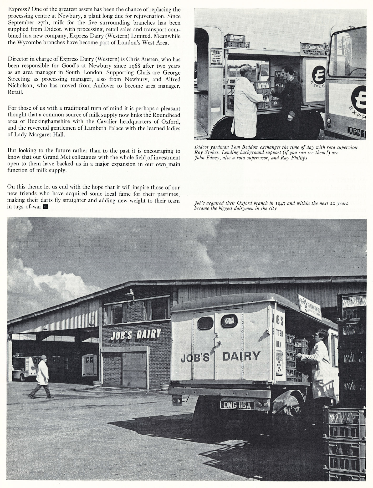 1970 Acquisition of Job's Dairy, Didcot Page 4 (Tom Beddow, Roy Stokes, John Edney, Ray Phillips)