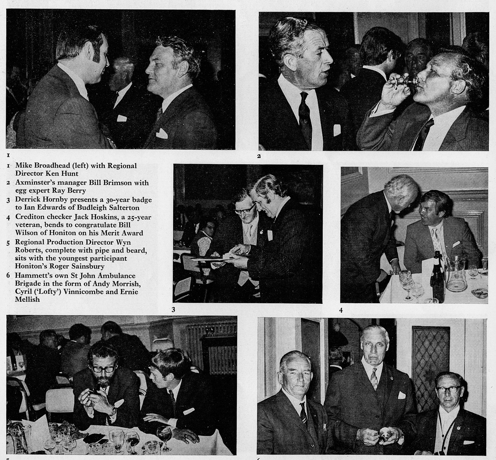 1973 KEN HUNT, DERRICK HORNBY, WYN ROBERTS (Long Service Presentations at Exeter, with staff from Axminster, Budleigh Salterton, Crediton, Honiton and Hammett's)