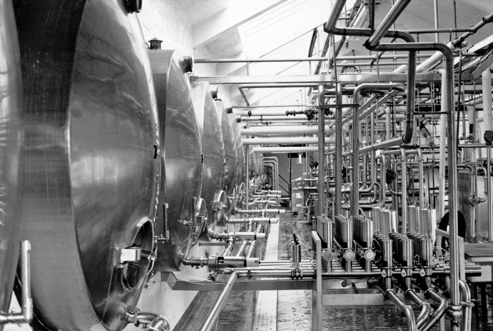 1970's Raw and pasteurised Milk holding tanks, each holding 2000 gallons
