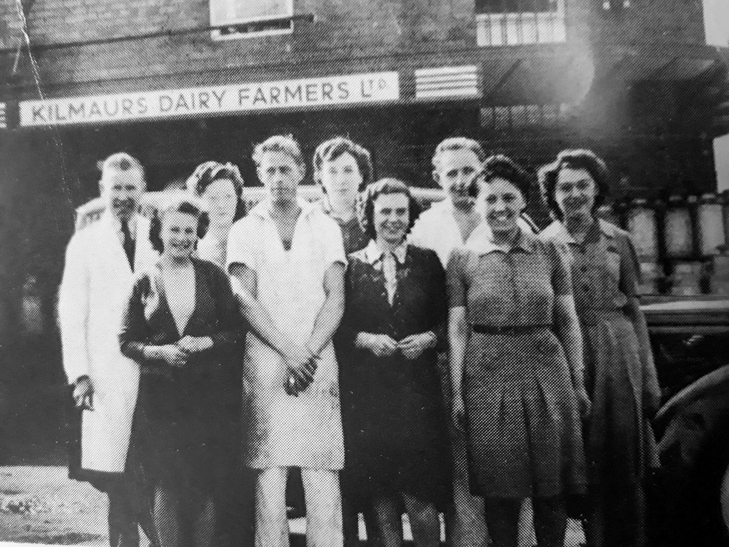 Kilmaurs Creamery. Robert McKillen comments "Mr Lockhart was the manager and I know all the other guys... they were the good days-we made our own fun. Steven Poggi adds "My Grandpa Lockhart was MD there, and my dad worked in the labs, before it was taken over by Express Dairy. Our neighbour, Arthur Otto worked there too." Steven Poggi comments "Alex Lockhart, the manager was my grandpa. My mum was Cecily Lockhart, we lived in Ellishill, Crosshouse Road. My dad Gino Poggi worked there for a time, before he died in 1974. I do remember, as young boy, going into my grandpa's office as you go in on the left. I heard my grandpa could be a hard task master." (Courtesy Steven Poggi, Kilmaurs And Stewarton Memories FB Group)