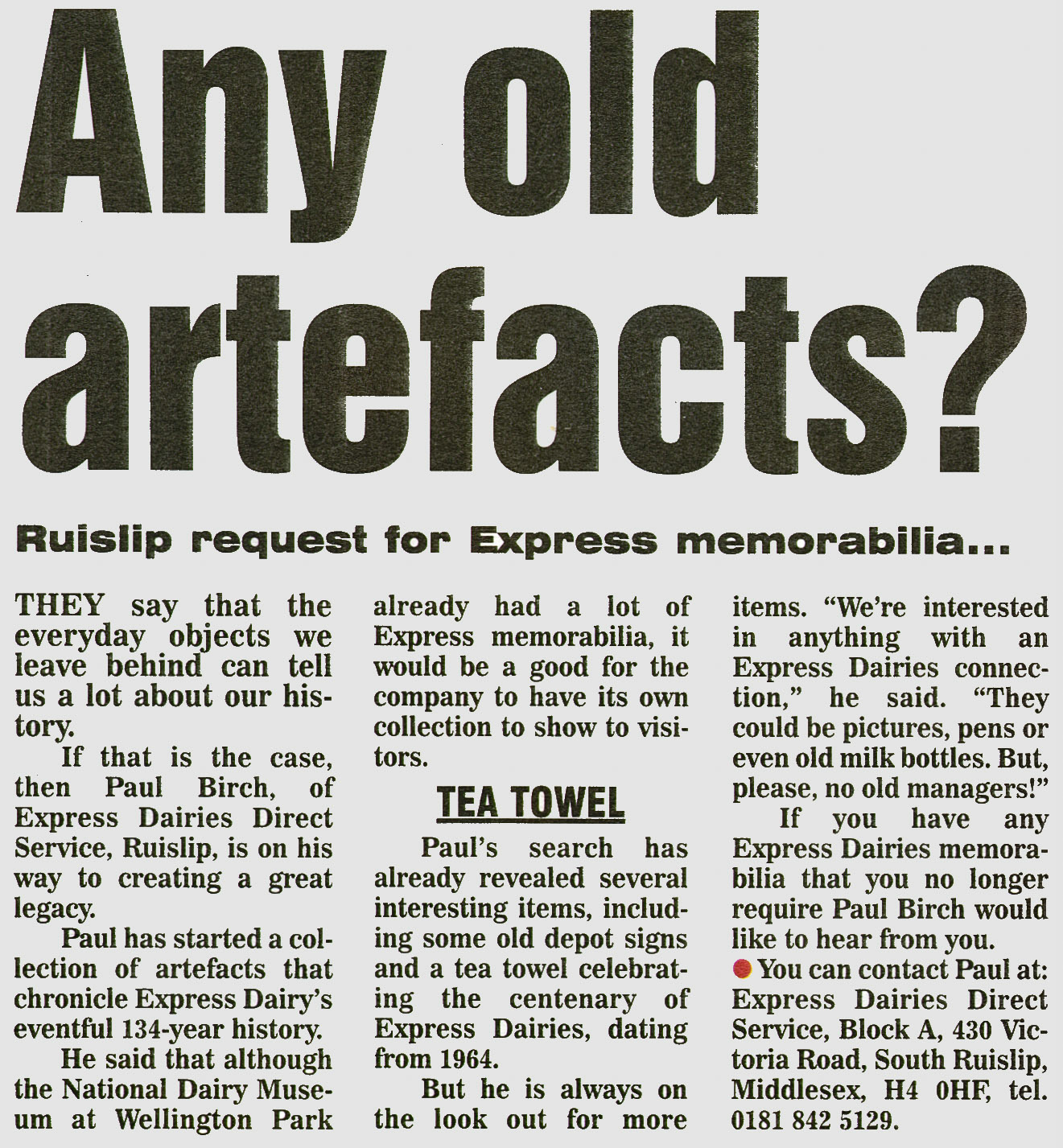 1998-Paul Birch was collecting Express memorabilia.... but what happened to the collection? (Courtesy August Express News, Mark Hudson)