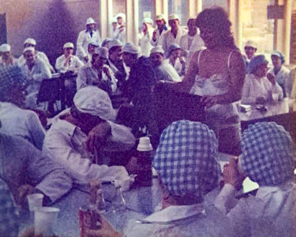 1980's Whittington. Kim Griffiths comments "Kiss O grams in the canteen at Whittington. I think it was middle 80's" (Courtesy Kim Griffiths)
