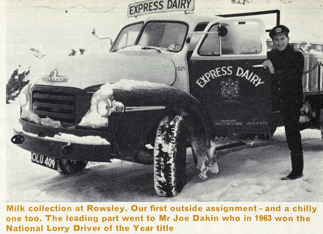 1963 Joe Dakin with churn collection lorry at Rowsley in the harsh winter of 1963/64