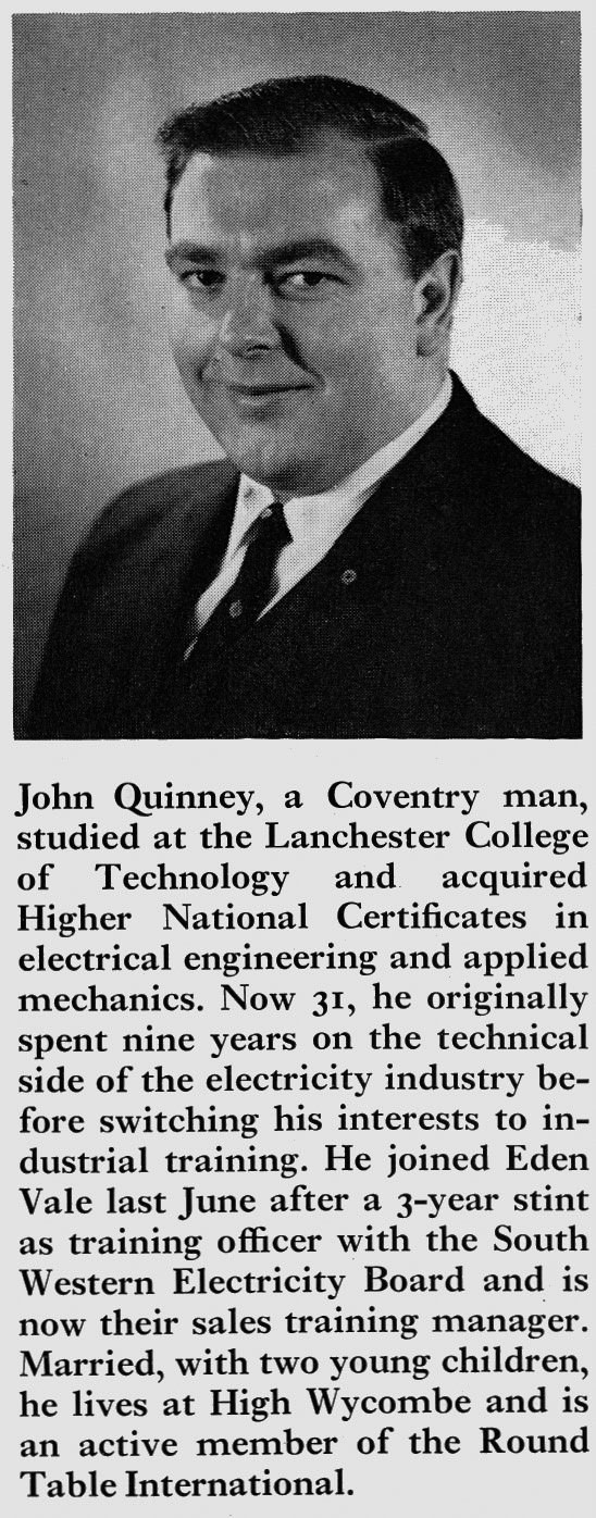 1970 John Quinney, Eden Vale Sales Training Manager (Express News Spring)