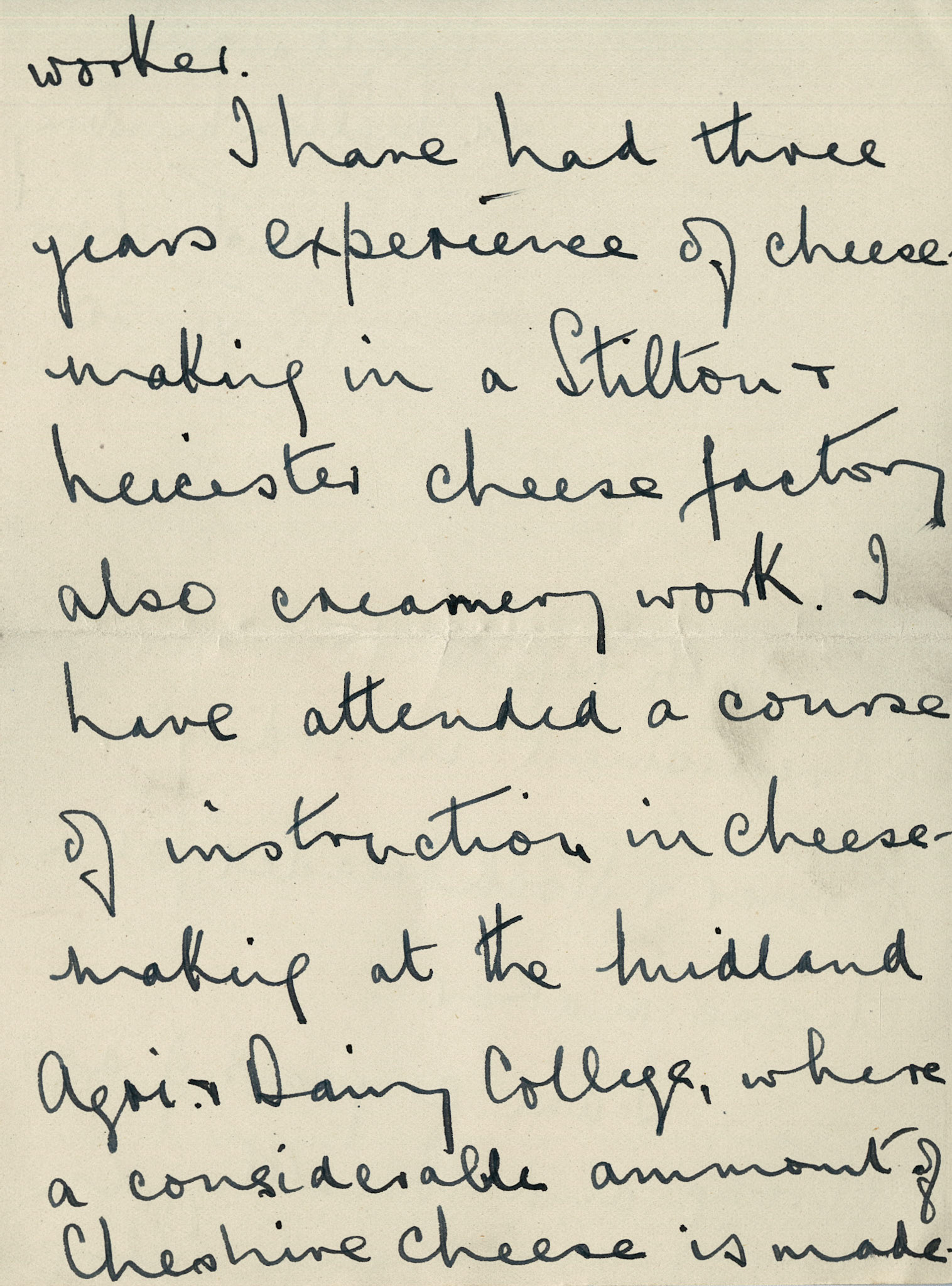 1930 Ruyton Co-operative Dairies-Cheesemaker Job Applications-Mr Laurence McNair