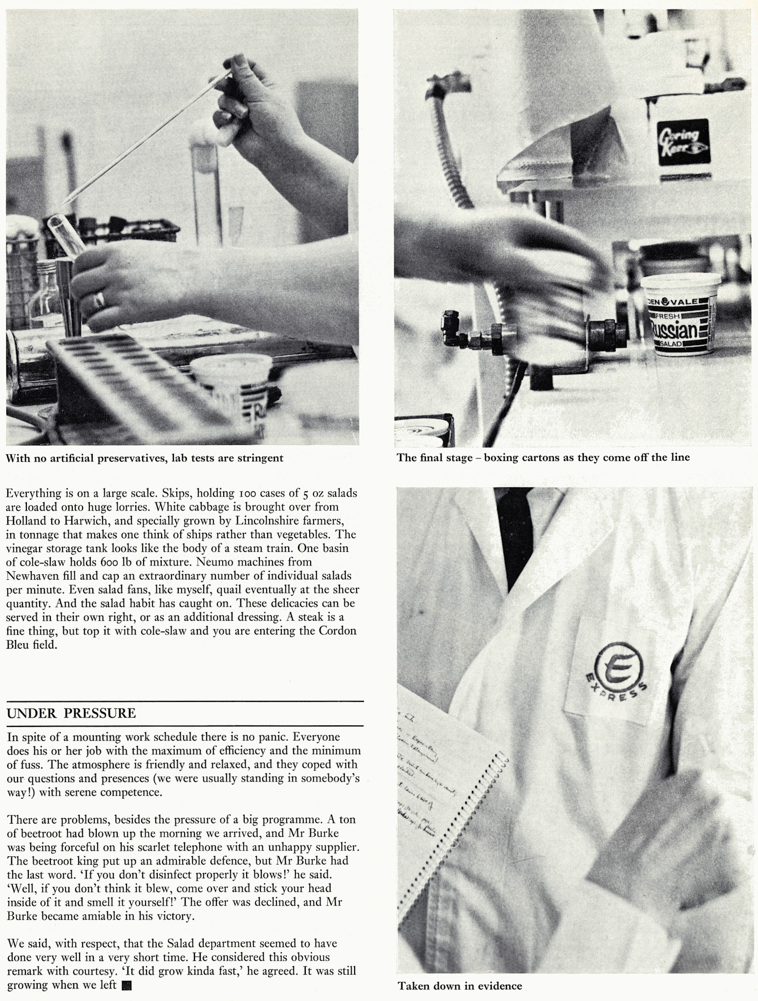 1971 The South Ruislip Cremanaze salads department before it moved to Milborne St Andrew in 1977 (Courtesy Doreen Williams)