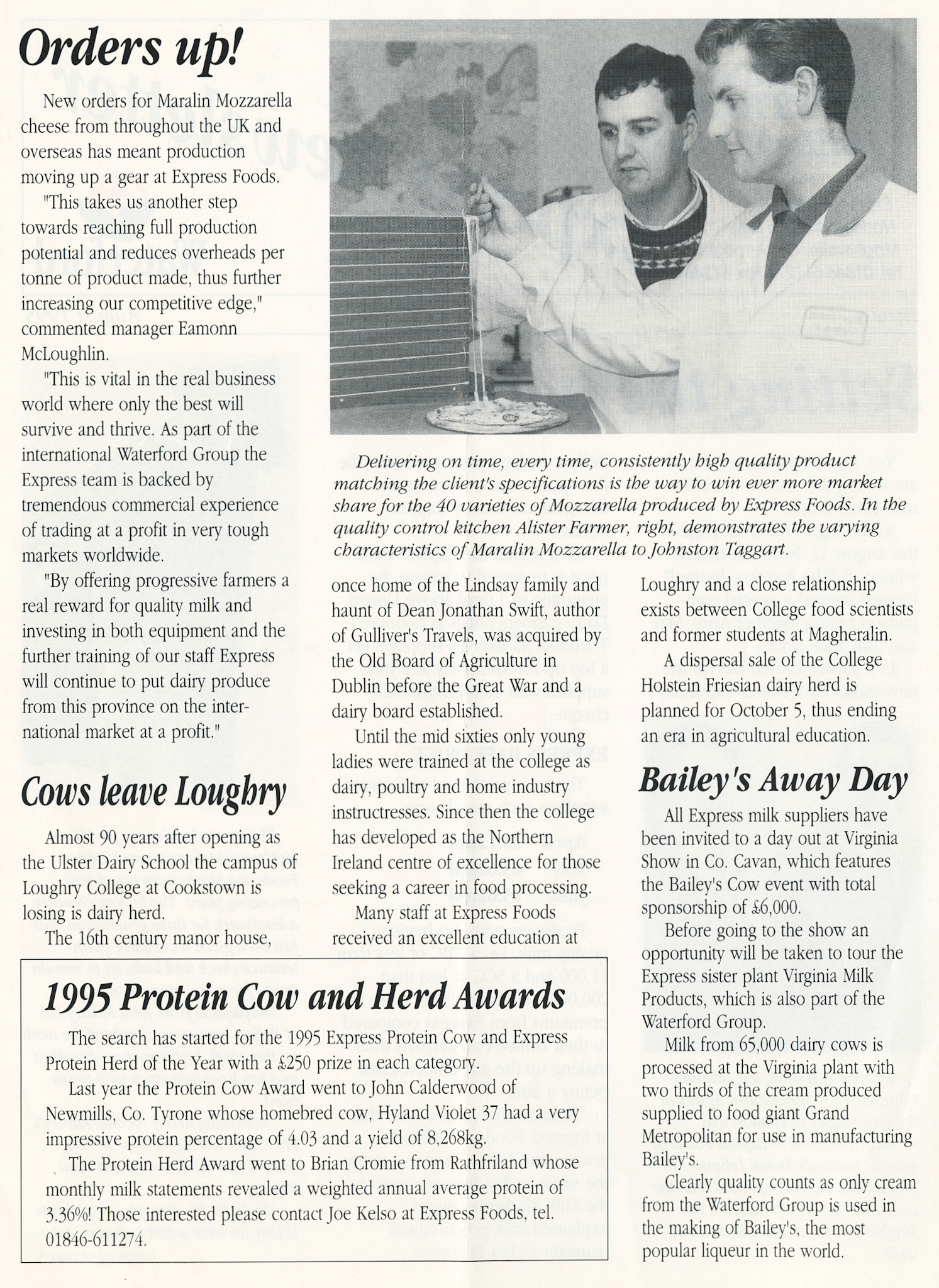 1995 August Express Foods NI/ Waterford Newsletter (Courtesy Alan Mandle)