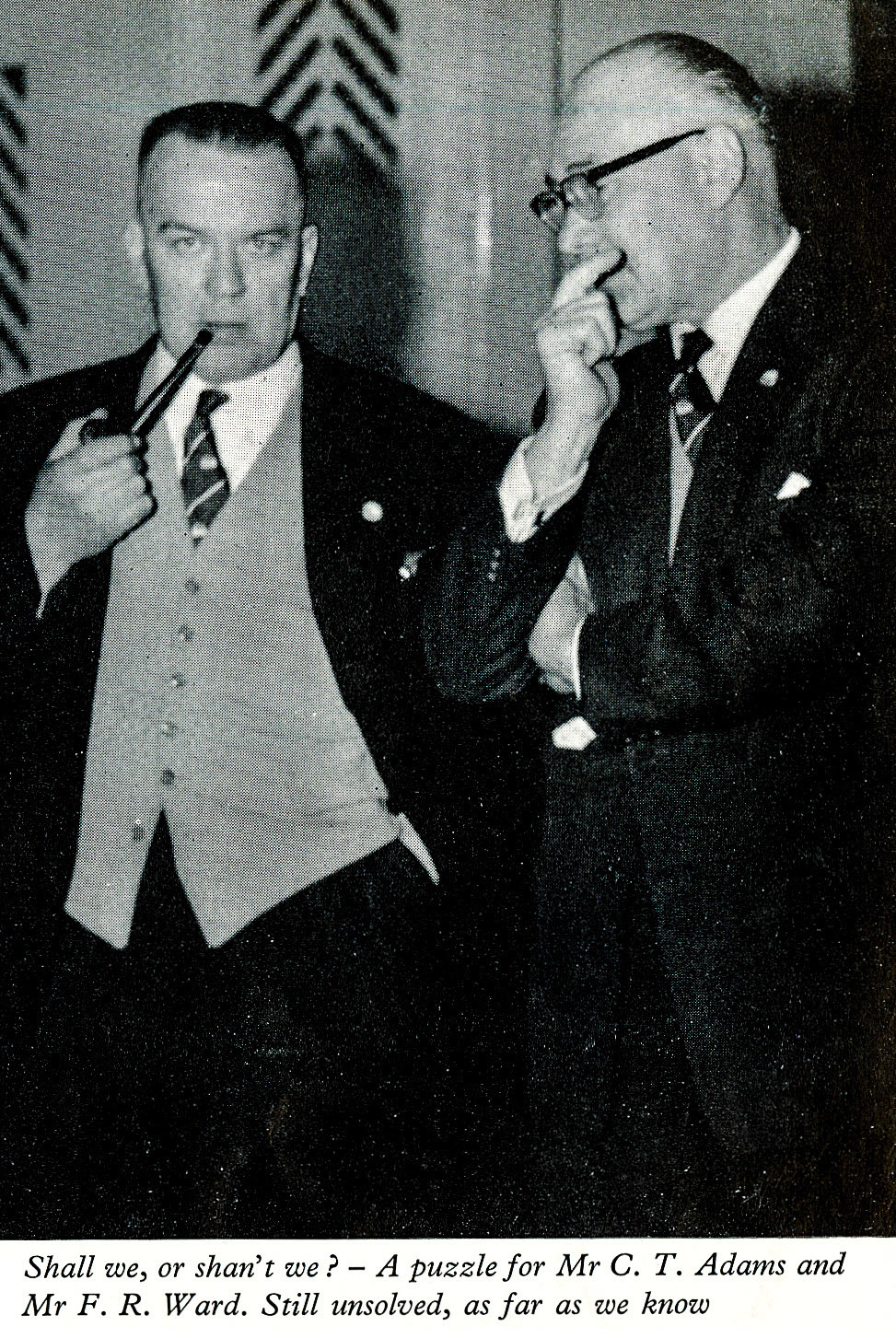 1961 Long Service Dinner at The Connaught Rooms, WC2- Mr C.T. Adams and Mr F.R. Ward from Chief Office. (LSA Annual Review)
