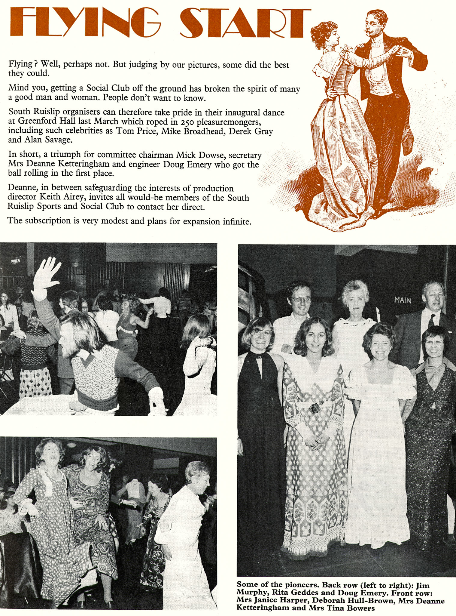 1975 South Ruislip social club meet at Greenford Hall, organised by Mick Dowse, Deanne Ketteringham and Doug Emery. (Express News Summer)