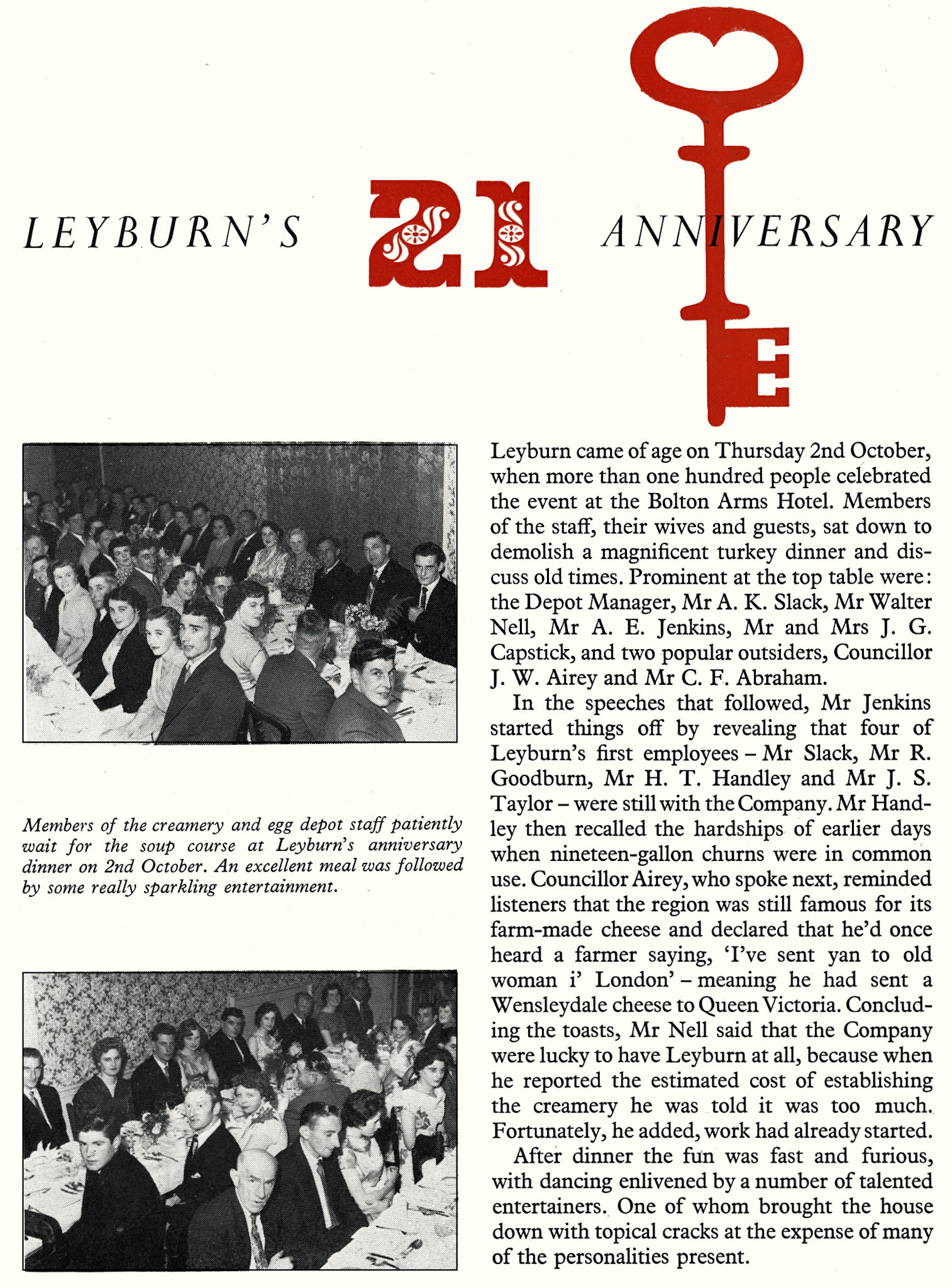 1958 Leyburn Creamery's 21st Birthday Celebration dinner. (Express News December)