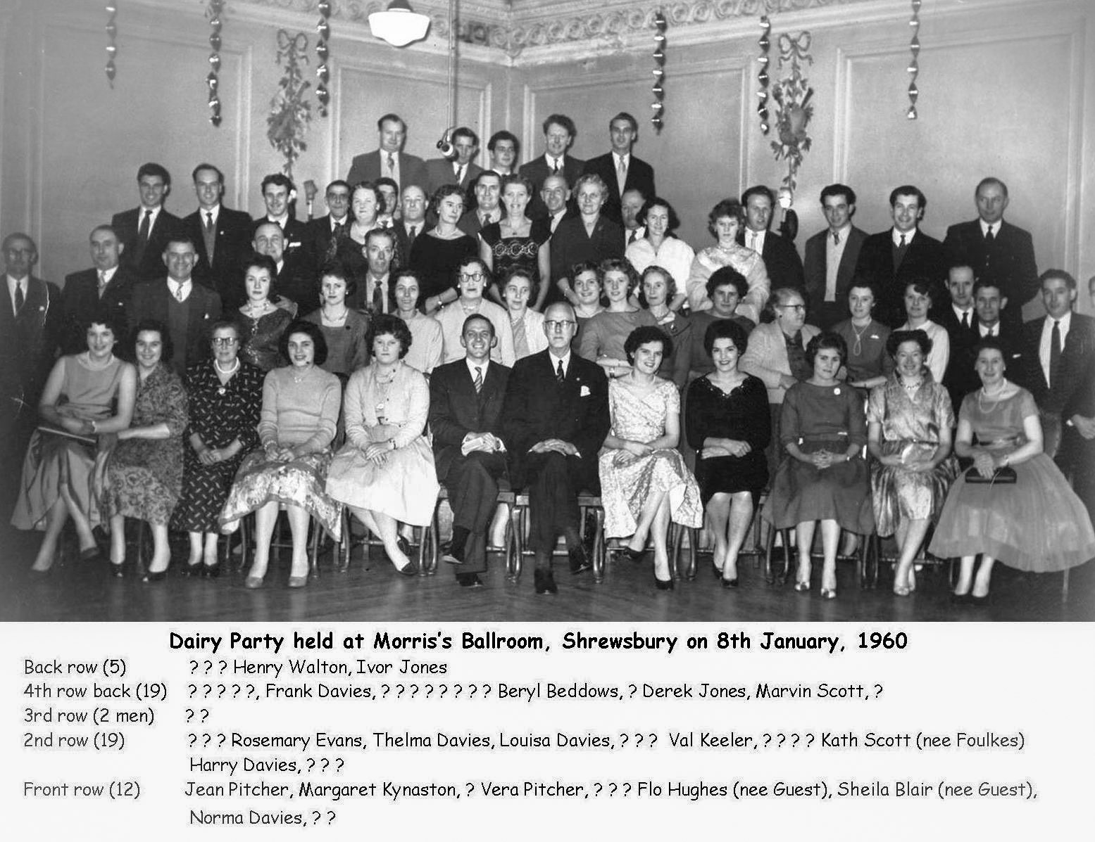 1960 Ruyton Christmas Party at Morris's Ballroom, Shrewsbury. (Courtesy John Guest, Ruyton Revisited FB Group)