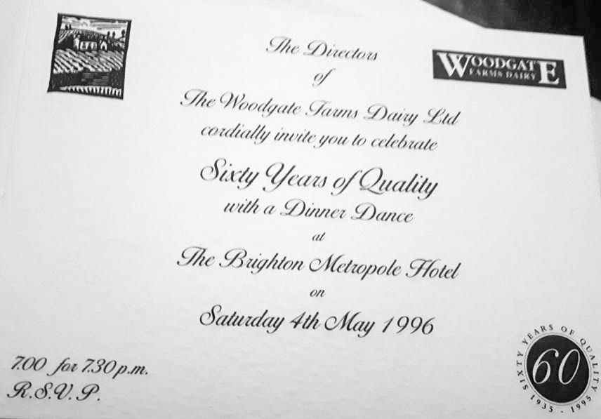 1995 'Sixty Years of Dairying invitation' (Courtesy Craig Harrison, Memories of Woodgate Farms Dairy)