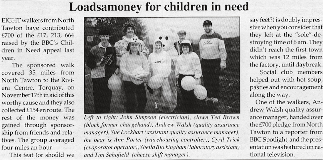 1990 North Tawton contributes to BBC Children in Need-Express Foods News, Issue 3