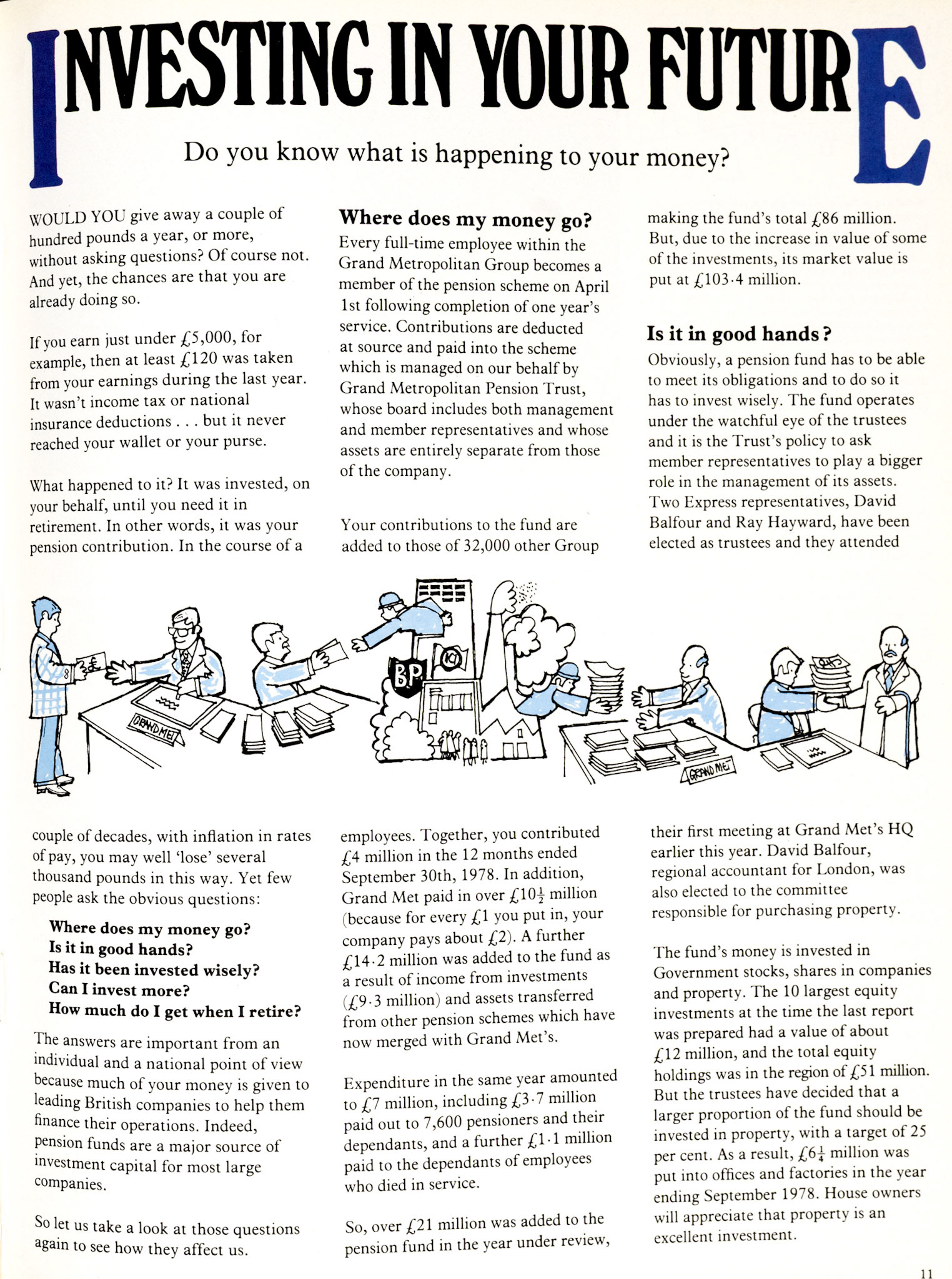 1979 Feature article about the Grand Met Pension scheme. (Express News Autumn)