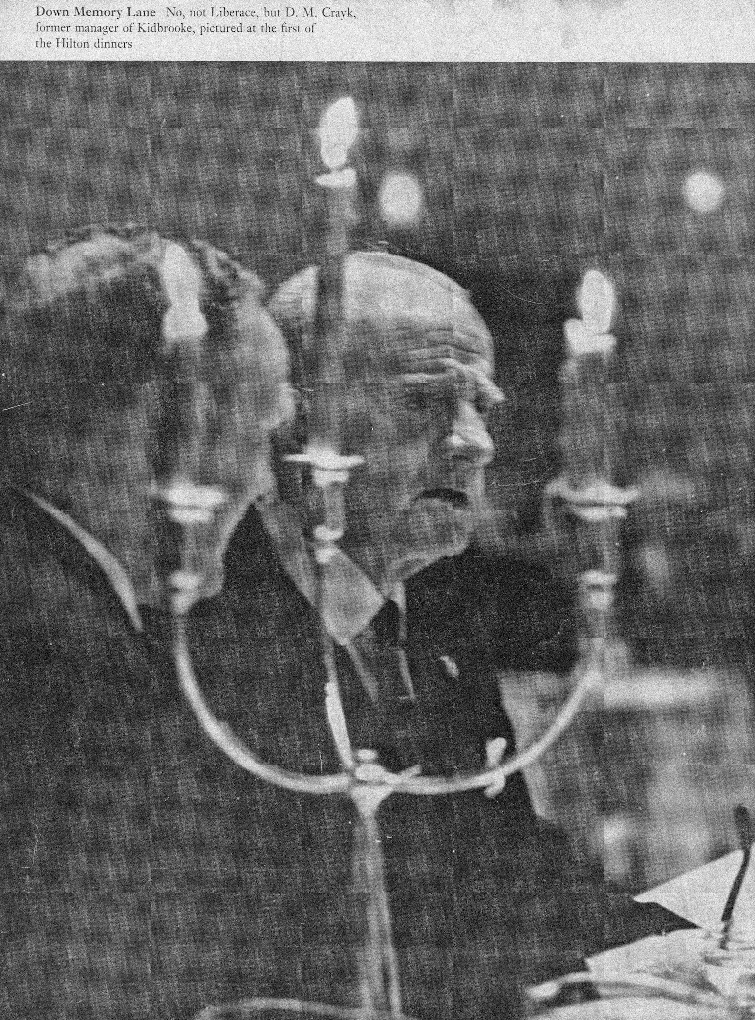 1969 DM Crayk, former manager of Kidbrooke Depot, at a Hilton dinner in 1969