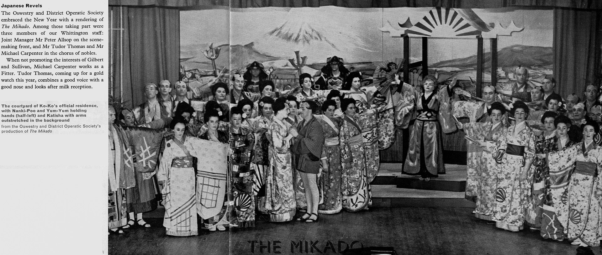 1965 Oswestry and District Operatic Society perform 'The Mikado' , helped by Whittington staff. (April Express News)