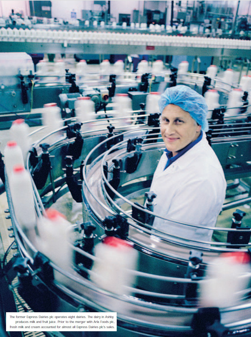 2003 Arla Foods report illustrates Express Dairies' Ashby dairy, which produces milk and fruit juices. (Extract from Arla Foods Annual Report)