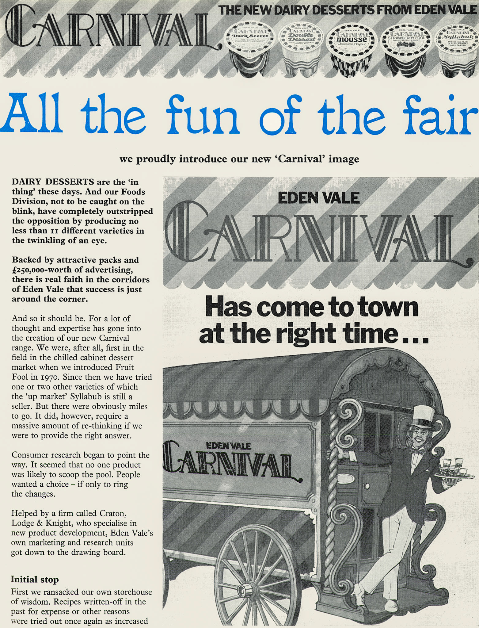 1976 Eden Vale launch new 'Carnival' Range. (Express News Summer)