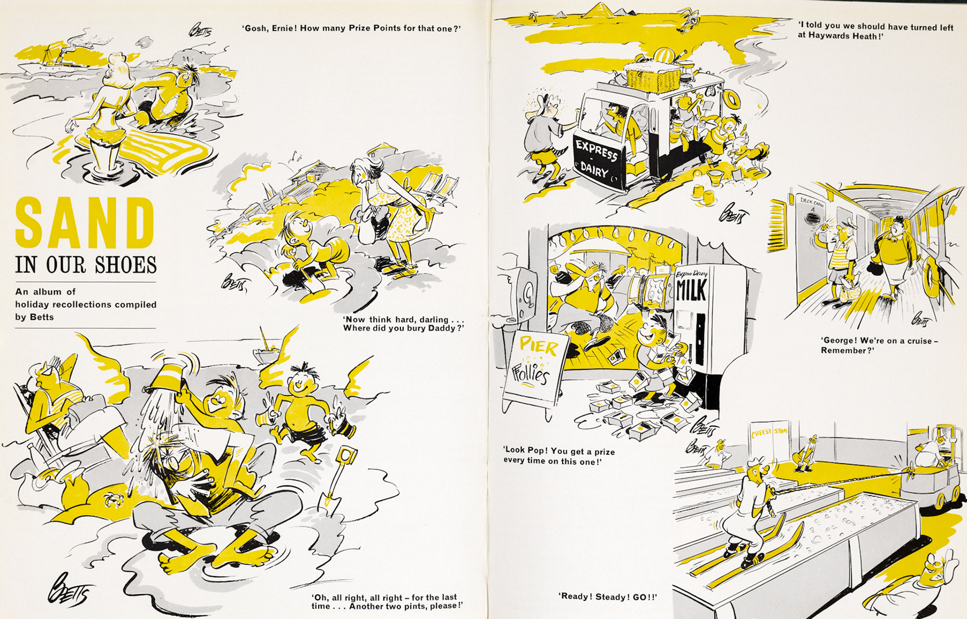 1962 Cartoons by 'Betts' on the topic of summer holidays. (Express News Autumn)