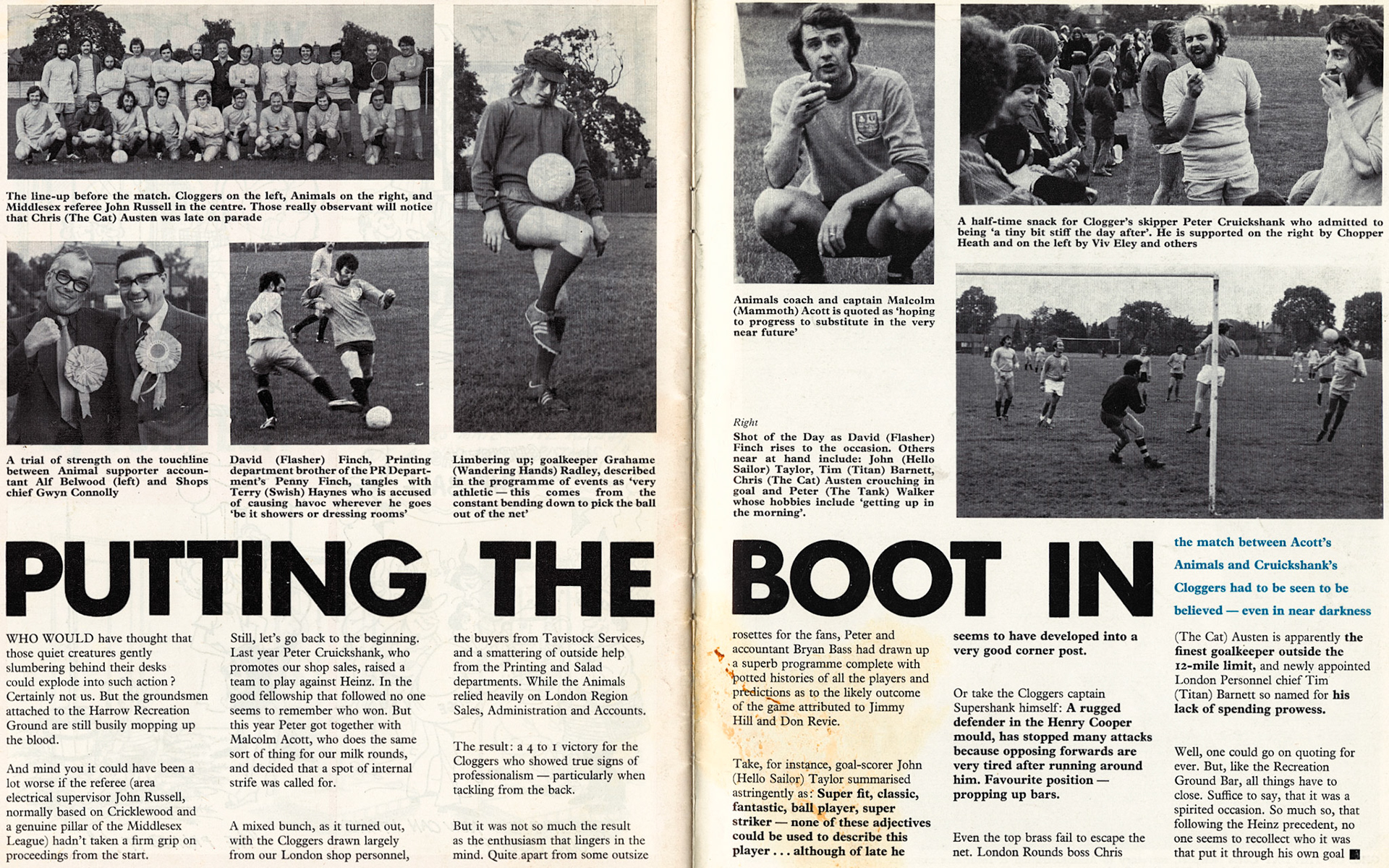 1974 - Head Office football match at Harrow Recreation Ground, with John Russell (Electrical Engineer) as referee