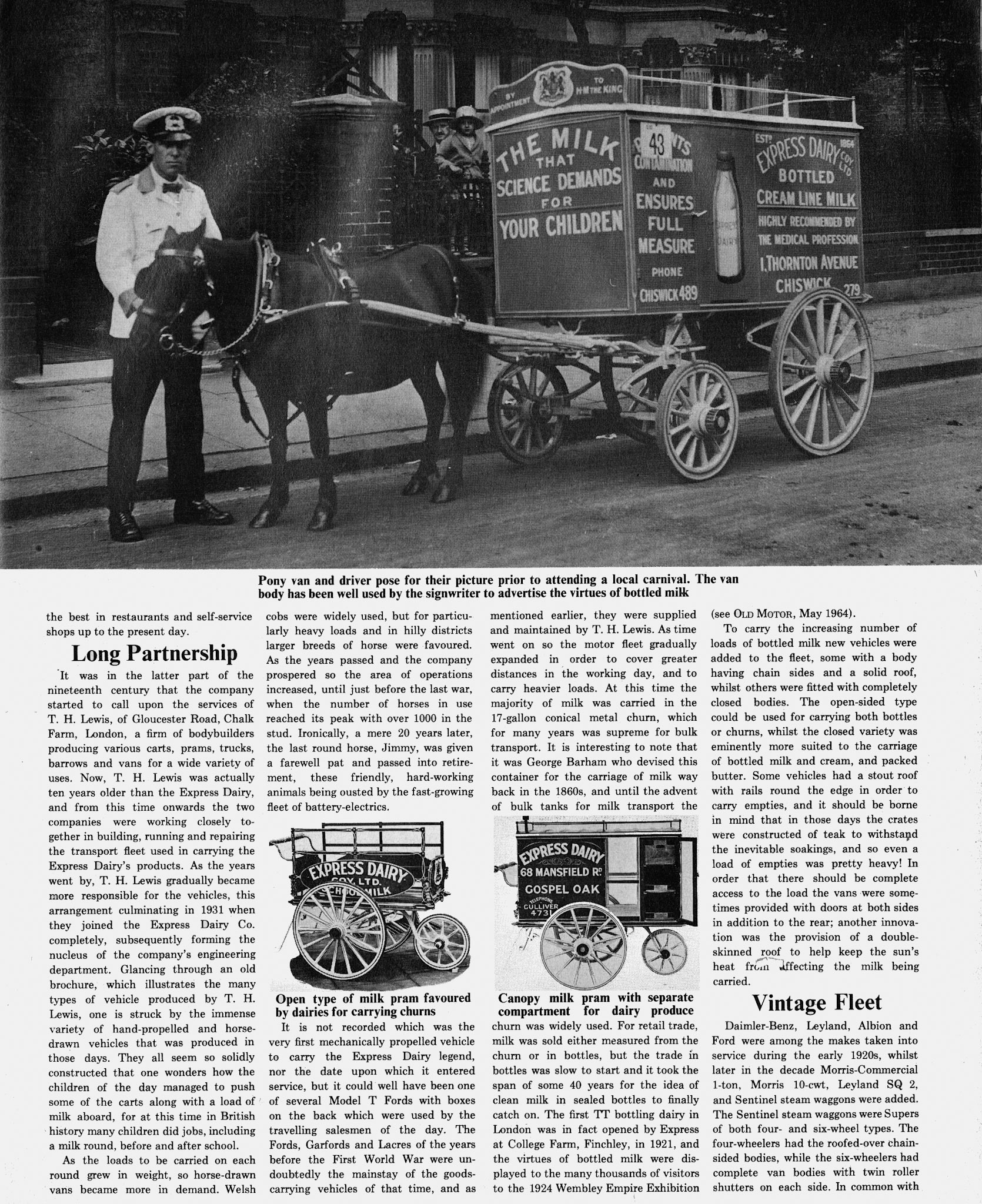 1966 'Moving the Milk' article by Arthur Ingram, published in 'Old Motor', October (Courtesy Dave Fane)