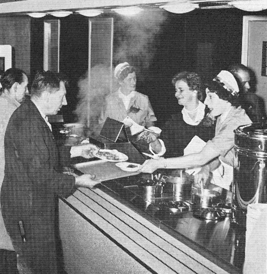 1958 Sylvia Price at the servery