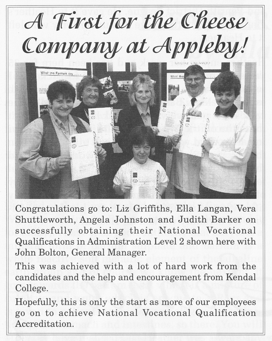 1995 December NVQ awards-Appleby News (Courtesy Alan Mandle)