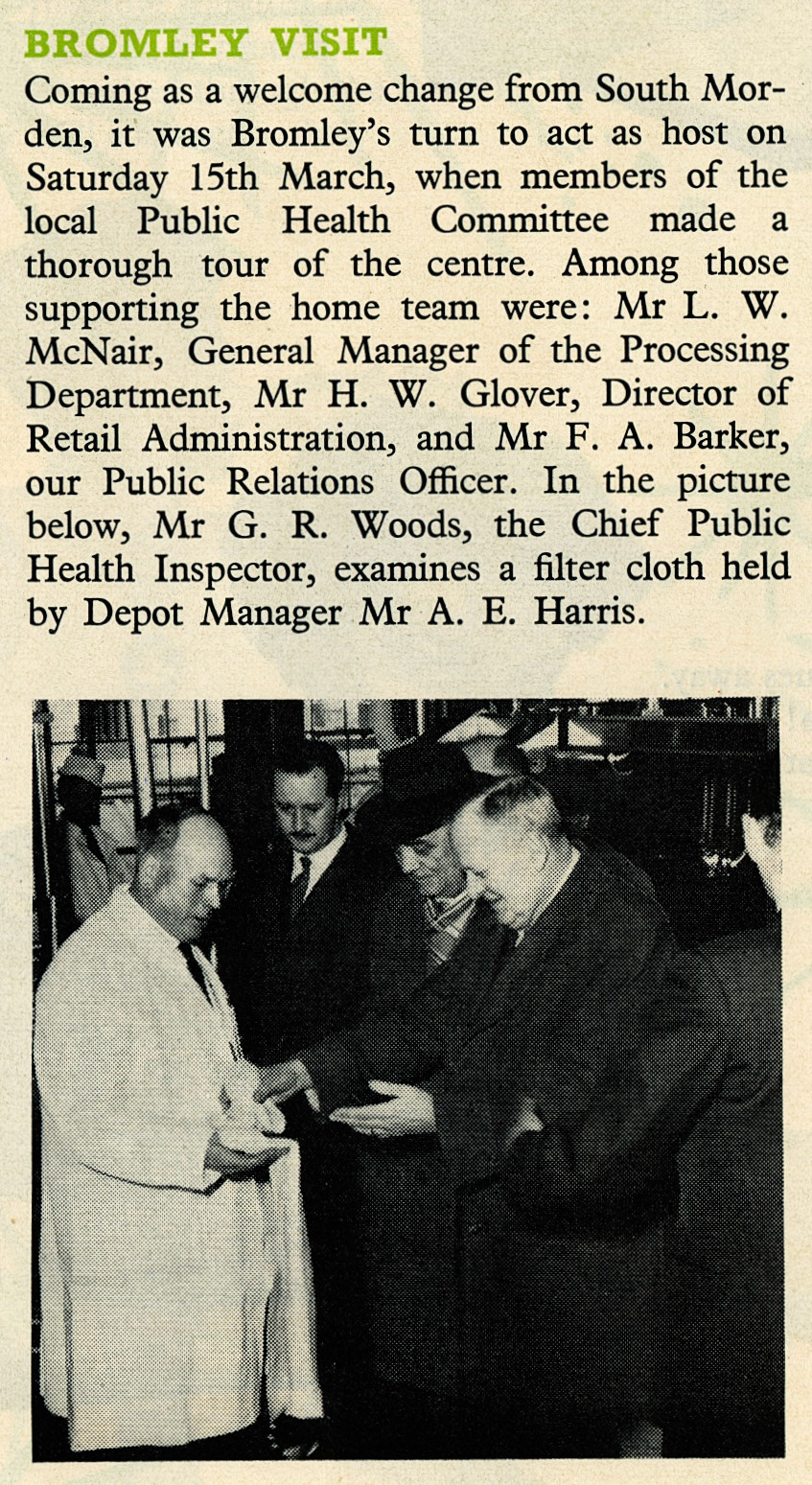1958 The Public Health Committtee visit Bromley Processing in Farwig Lane