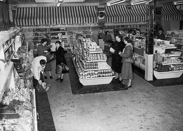 1951, Streatham Shop. Chris Zalman comments "Was Streatham the site of the UK's first supermarket? Back in the 1950s, Streatham boasted the busiest and longest shopping street in the whole of South London, and it was Express Dairy who opened the 2,500 square foot store." Chris Austen adds "I remember the store, which was opposite Sainsburys and close to Streatham Hill Railway Station! I lived two miles away at the time!!".