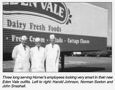 1970's ? Harold Johnson, Norman Sexton and John Snashall. Picture from 'William Horner and His Creamery' by Jill King 2012