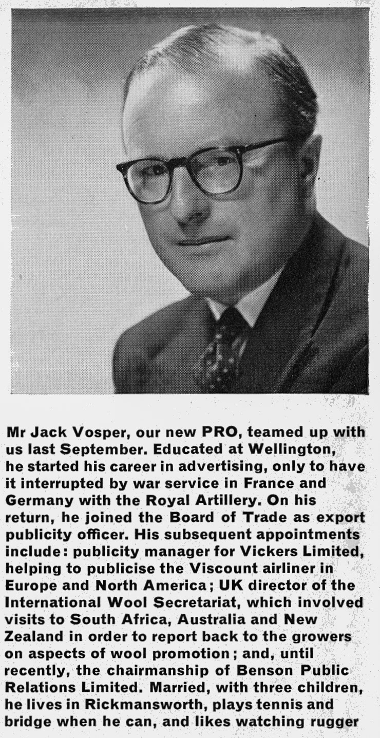1966 Jack Vosper appointed as Group Public Relations Officer. (Express News Autumn &amp; Christmas)