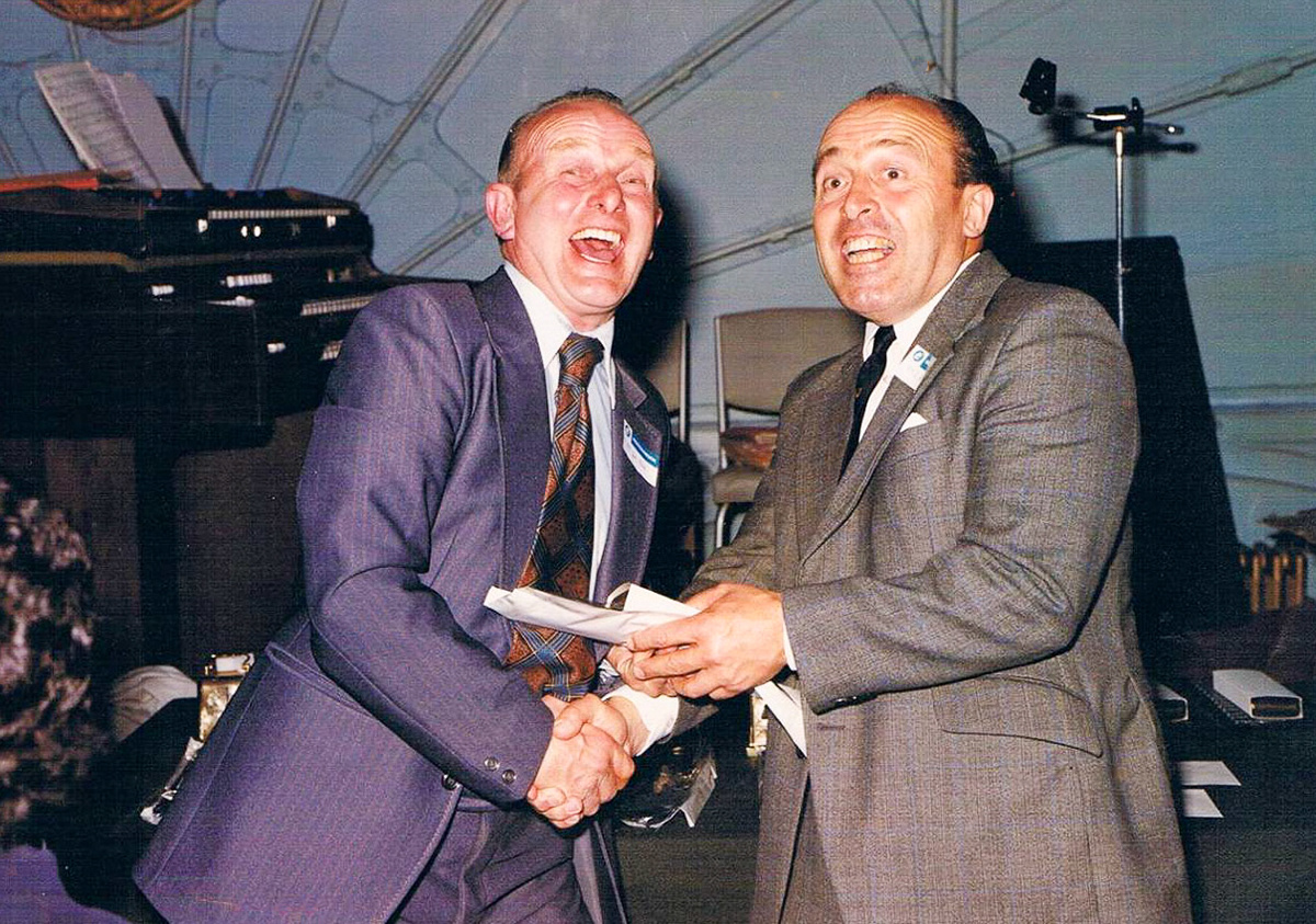 1985 DON KIRBY (Exeter 'The Rougemont Hotel' Jimmy Reid comments "Don Kirby presenting my Dad with his long service award circa 1985.)