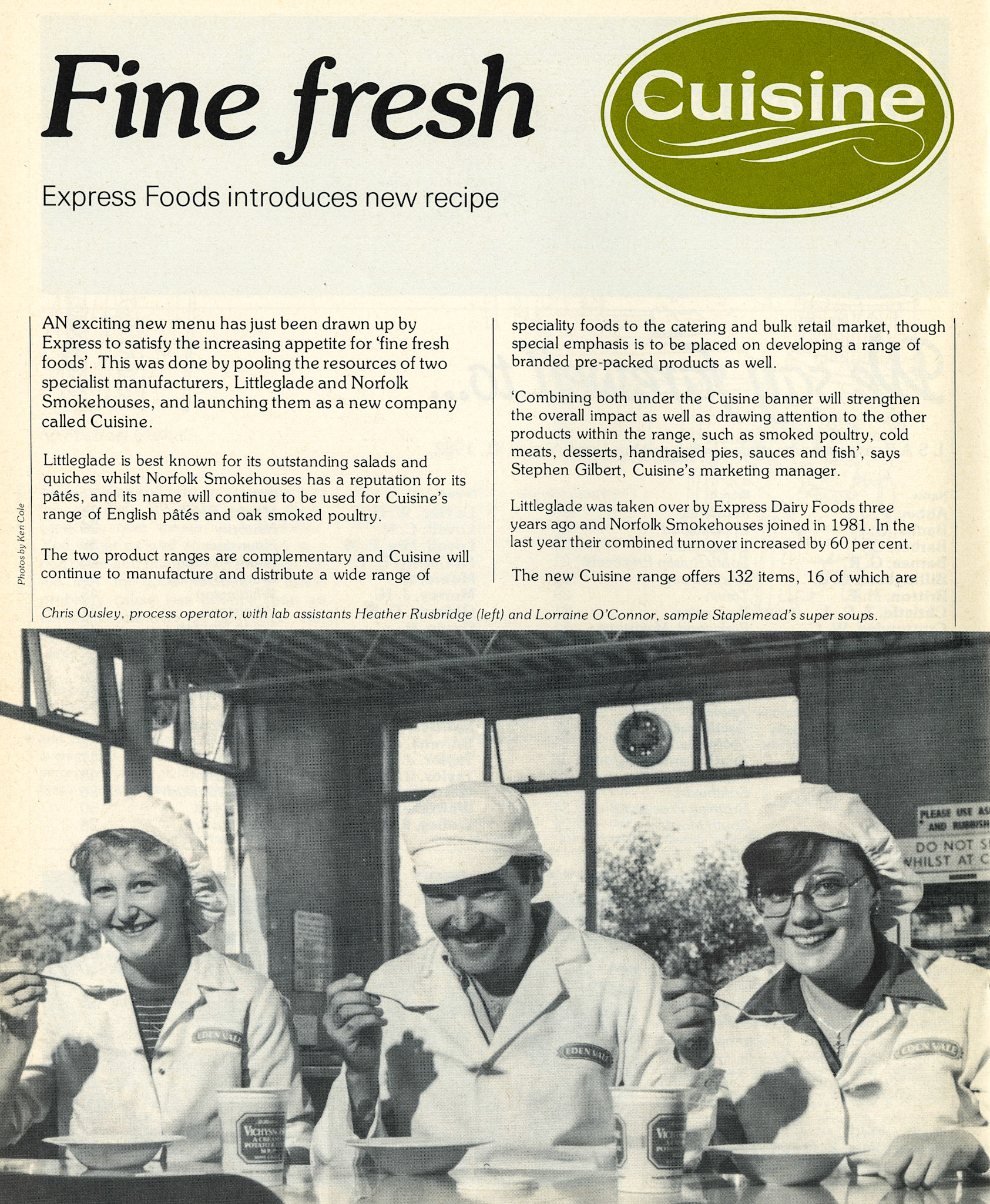 1982 Express Cuisine launches new products from Littleglade and Norfold Smokehouses