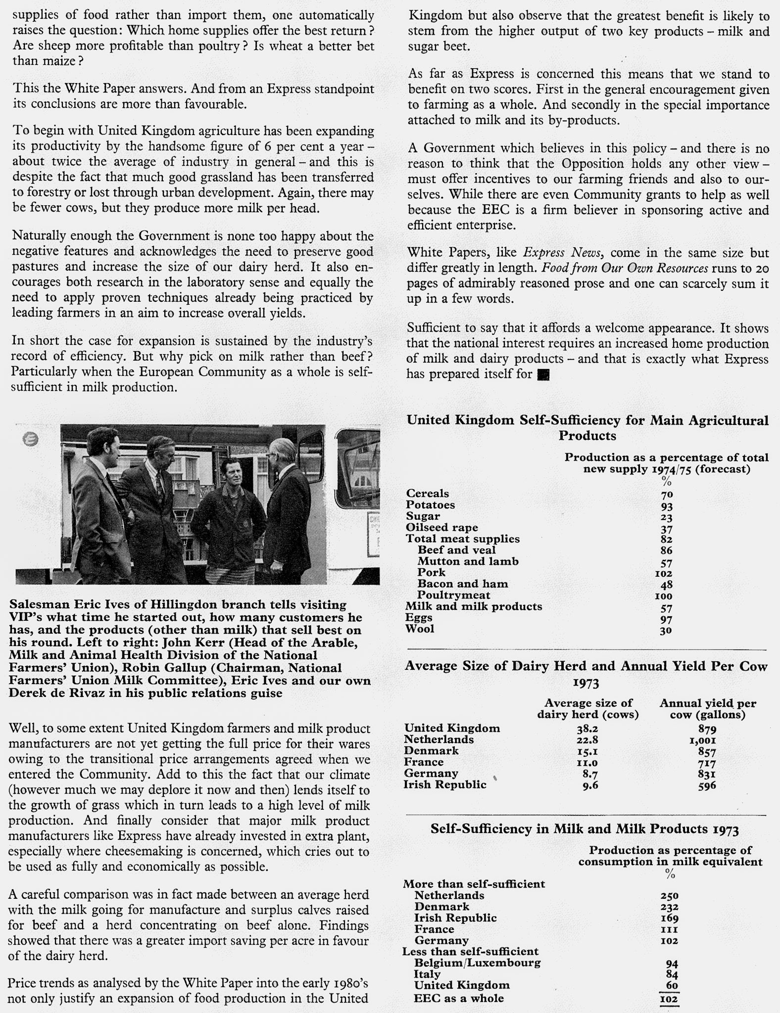 1975 Government White Paper 'Food from our own resources' discussed. (Express News Autumn)