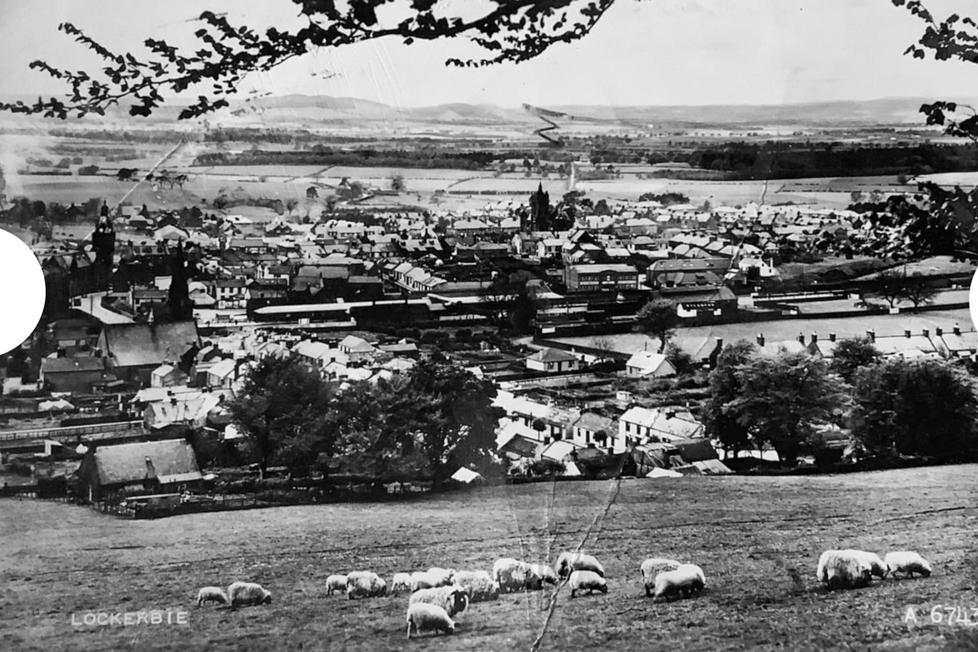 1940's - 1950's? Postcard of Lockerbie, taken from Langholm Road. "Old Egg Packing Station next to railway and the old engine shed opposite." (Courtesy Lockerbie past and present FB Blog)