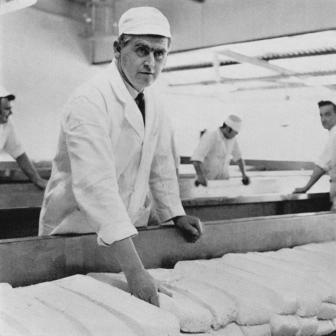 1970 Ruyton Head Cheesemaker Jack Coppenhall. George Downward comments "I worked in the cheese room in 1975; Dad was in the stores and my brother Ken in the lab." (Courtesy Doreen Williams)