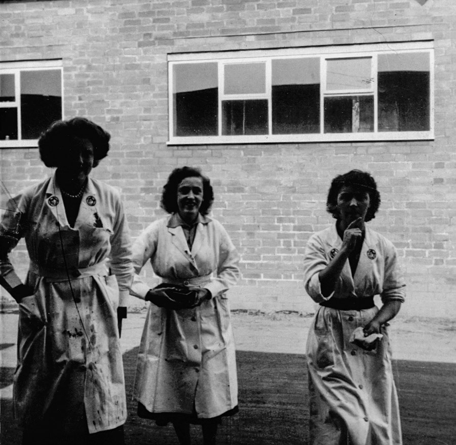 "Mollie Watts, Mrs Swain, ?? Yapp"  Jackie Bebb suggests "I think the lady on the right may be Winny Andrews, nee Williams. May be Marg (Delves, nee Yapp) in the middle" (Courtesy Joe Lyons)
